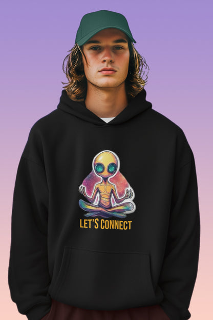 Adult hoodie from Elements Of Basic featuring the text "Let's connect" in a casual, relaxed style.