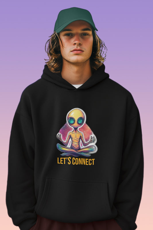Adult hoodie from Elements Of Basic featuring the text "Let's connect" in a casual, relaxed style.