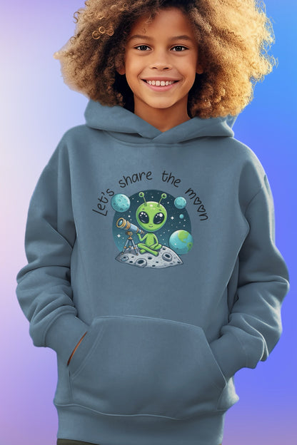 Green Alien Hoodie by Elements Of Basic featuring a playful alien graphic on a cozy, comfortable design.