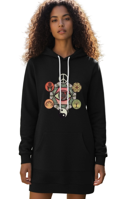 Elements Of Basic Spiritual Symbol Hoodie Dress featuring a unique spiritual design and a comfortable, casual fit.