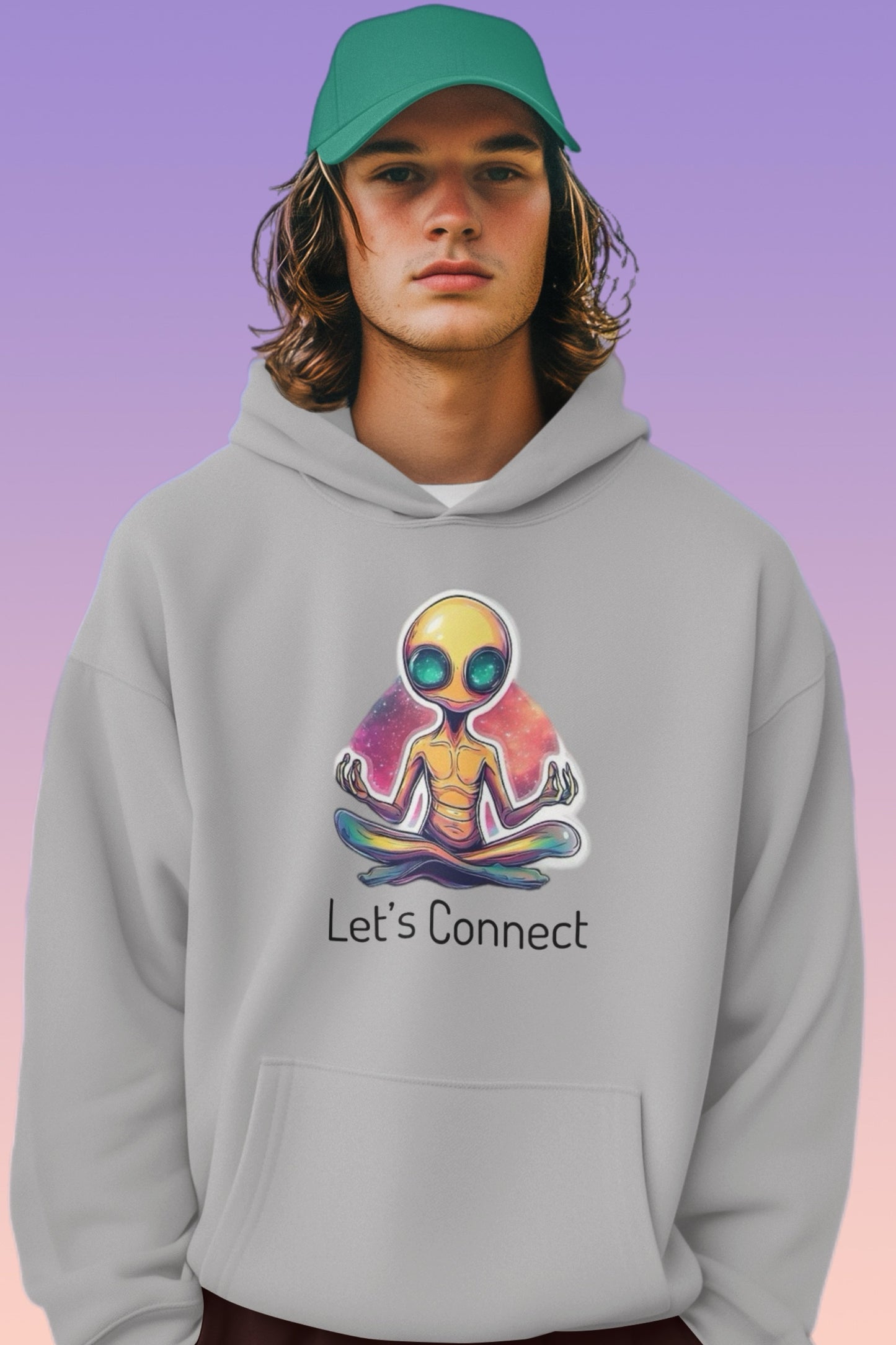 Alien Print Adult Hoodie – Fun Alien Space Adventure Outfit Funny UFO Alien Graphic Hoodie Premium Material Unisex fit