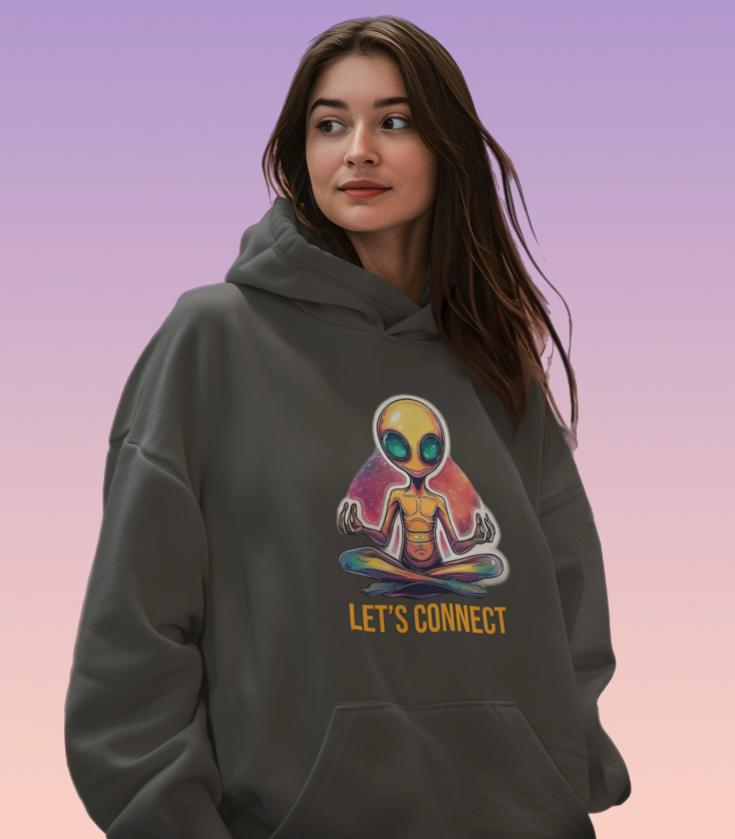 Alien Print Adult Hoodie – Fun Alien Space Adventure Outfit Funny UFO Alien Graphic Hoodie Premium Material Unisex fit