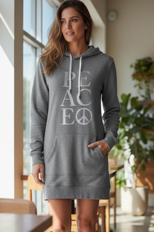 Peace Love Harmony Hoodie Dress for women – Artistic Street Fashion Comfy & Trendy