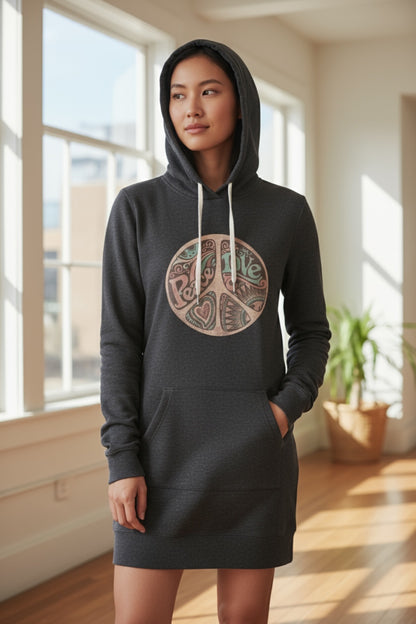 Elements Of Basic Love Harmony hoodie dress featuring a cozy design and a relaxed fit, perfect for casual wear.