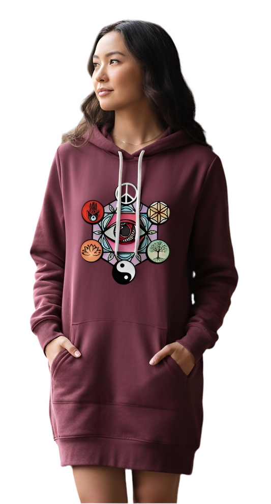 Geometric Print Hoodie Dress