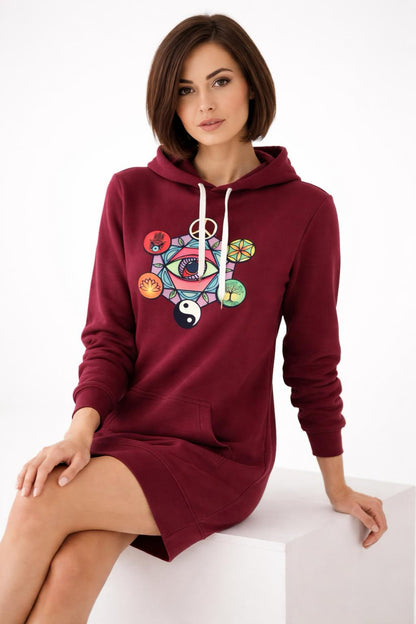 Geometric Print Hoodie Dress