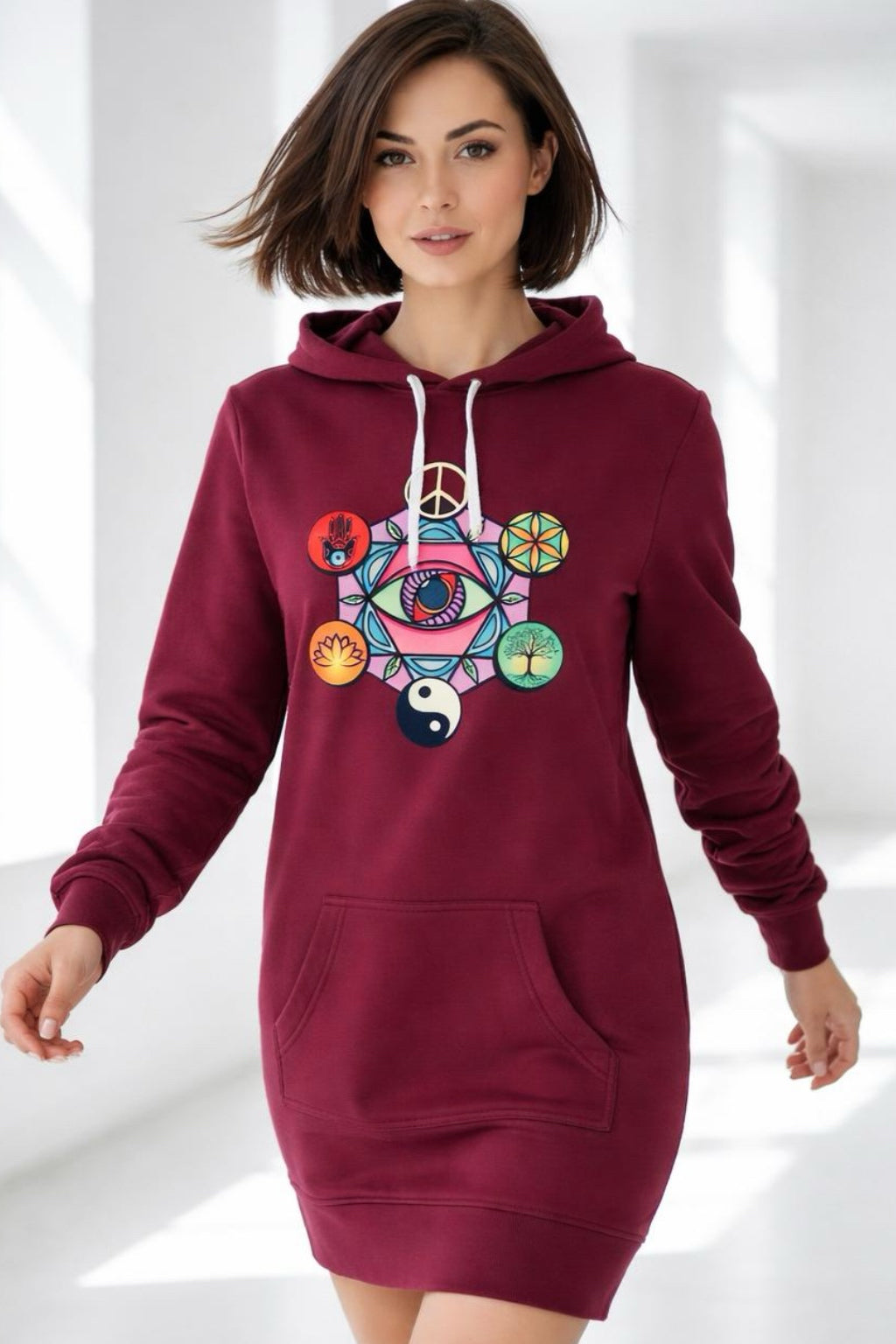 Geometric Print Hoodie Dress