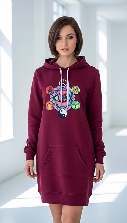 Geometric Print Hoodie Dress