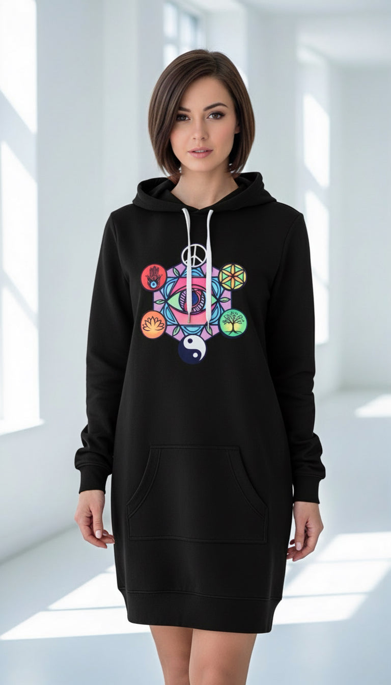 Geometric Print Hoodie Dress