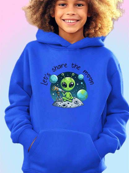 Green Alien Hoodie by Elements Of Basic featuring a vibrant alien graphic on the front and a cozy fit.
