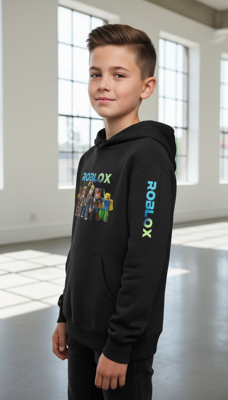 Kids Gaming Hoodie by Elements Of Basic, featuring a colorful gaming graphic and a comfortable fit for active play.