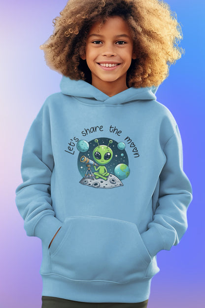 Green Alien Hoodie by Elements Of Basic featuring a playful alien graphic on a cozy, oversized design.