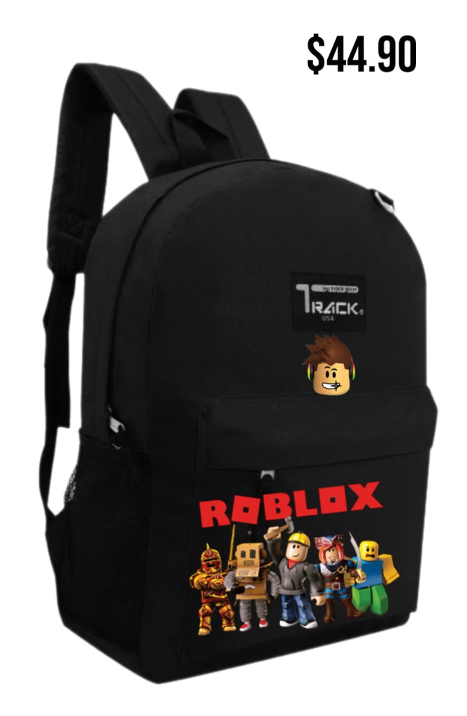Black gaming kid backpack by Elements Of Basic with adjustable straps and multiple compartments for storage.