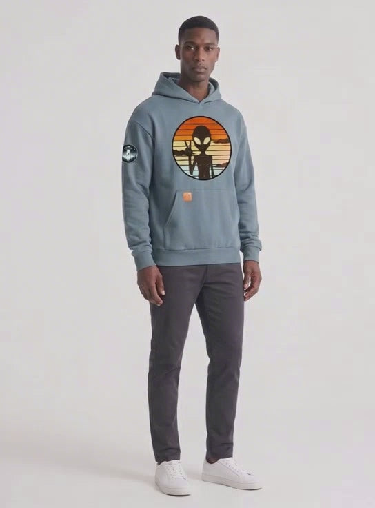 Artistic Alien Print Adult Hoodie Adventure Outfit