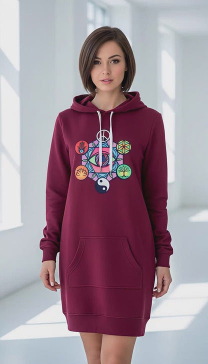 Geometric Print Hoodie Dress